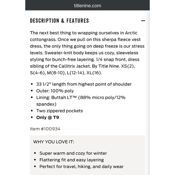 NEW Title Nine Callitrix Fleece Vest Sweater Dress Grey Ivory Sherpa M (8-10) - Picture 15 of 15